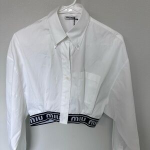 Miu Miu Cropped White Button-Up